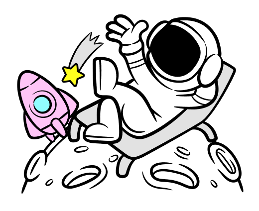 Astronaut relaxing after successfully setting up their backups via BackupKit